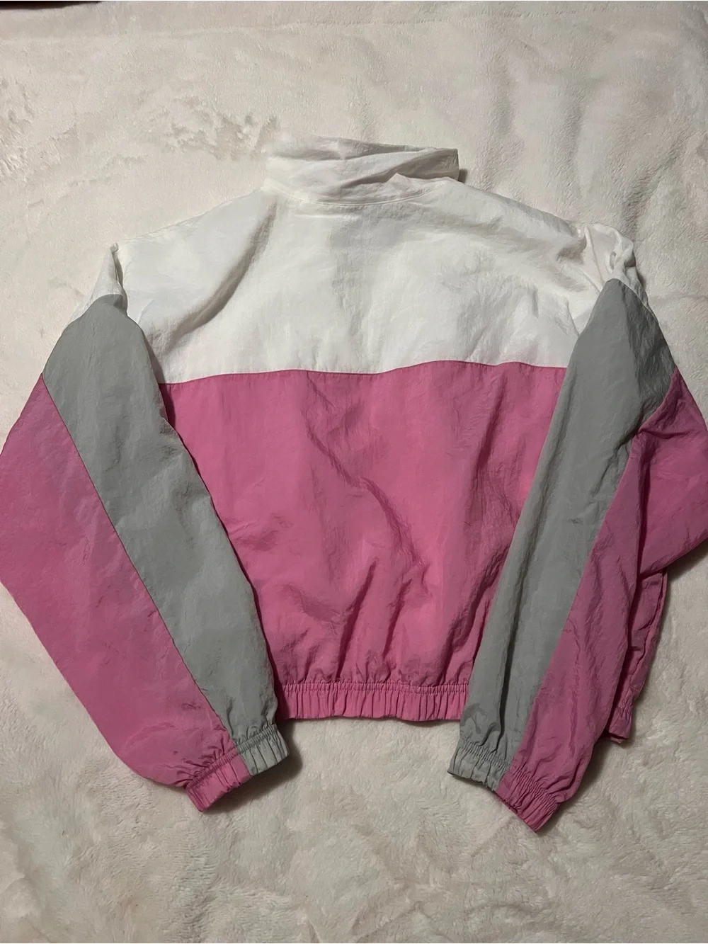 Nike Women’s Pink, White and Gray Windbreaker Jacket Size M